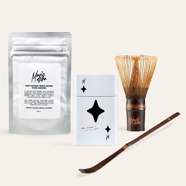 Beginner Matcha Set Ceremonial Grade Matcha Powder Whisk Scoop Tin